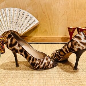 Vintage Manolo Blahnik Haircalf Peep Toe Heels – Size 38 – Rome Boutique Find